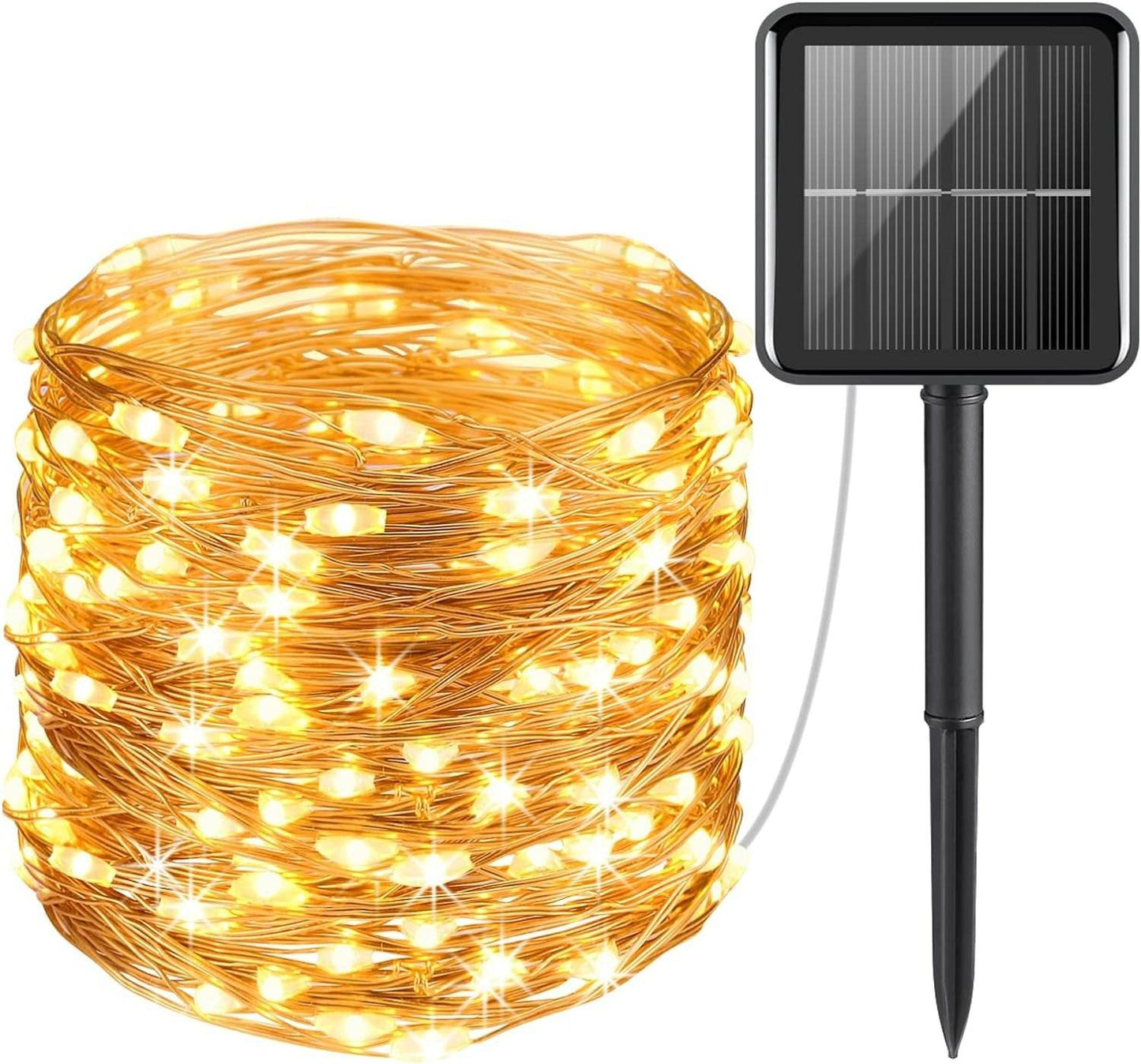 Solar Powered String Lights (100L)(12m)(Coper Wire) (Multi-Colour) - DMC Wholesale