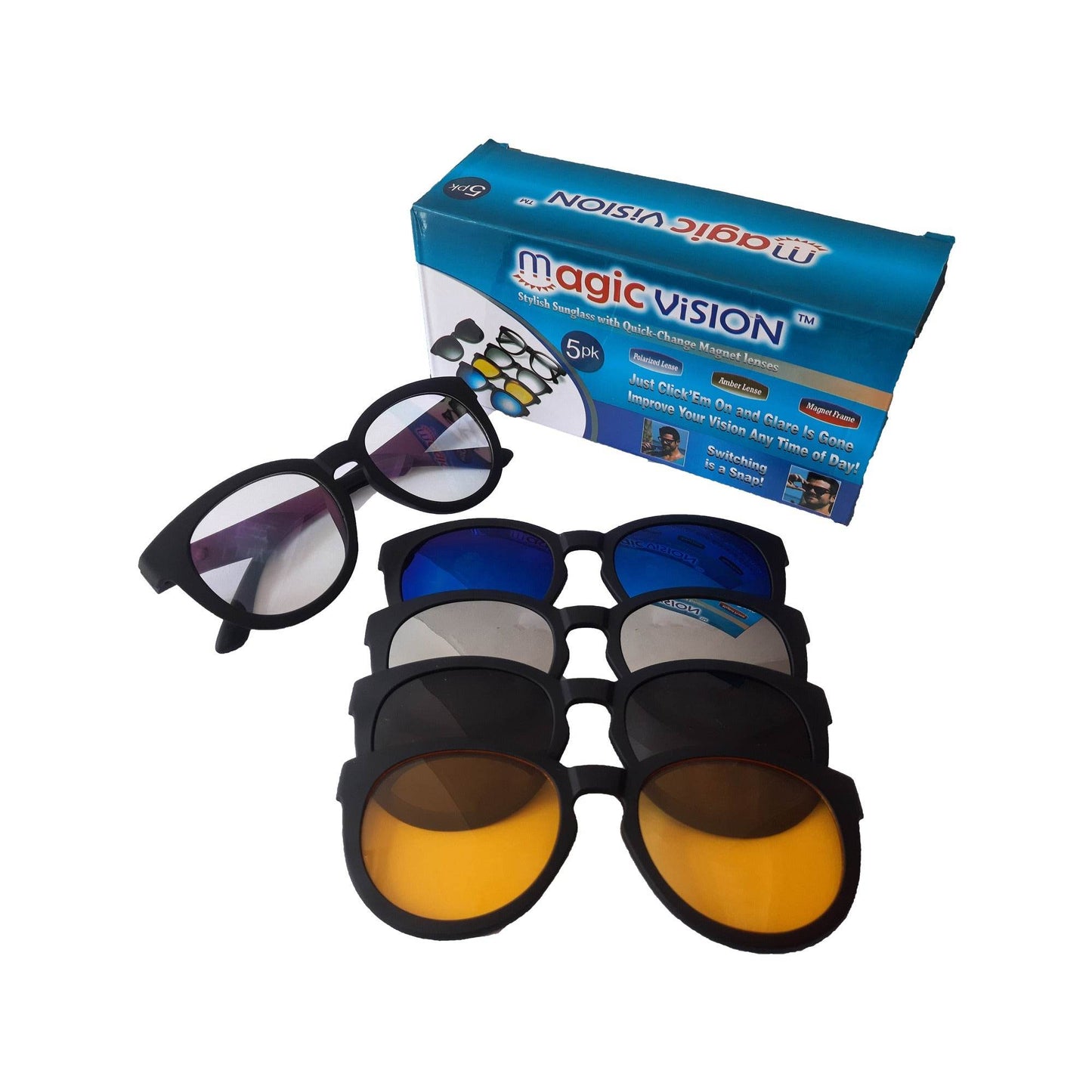 5in1 Antiglare Magic Vision Sun Glasses - DMC Wholesale