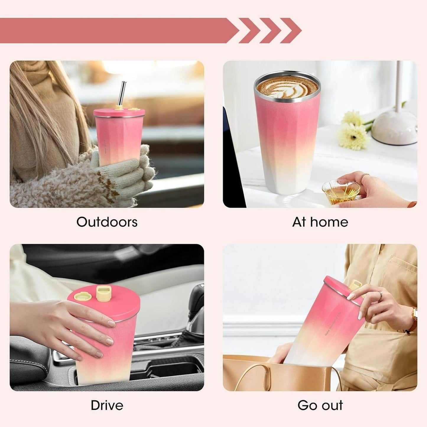 Gradient Tumbler With Straw (600ml) - DMC Wholesale