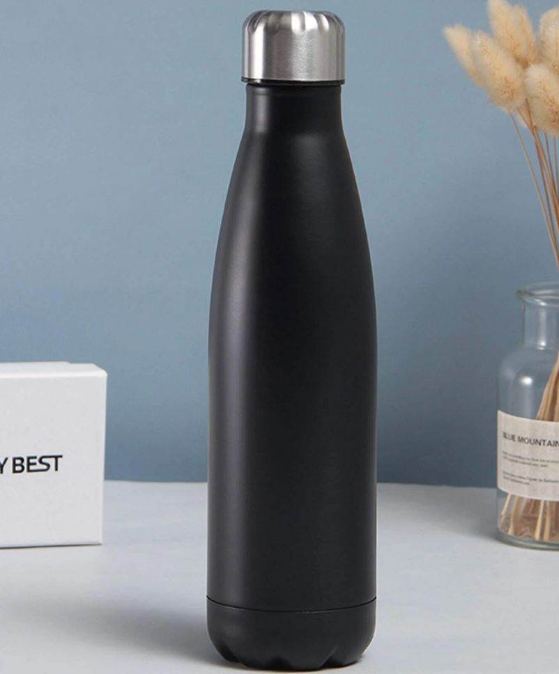 Double Wall Vacuum Insulated Stainless Steel Bottle (1L)(Black) - DMC Wholesale