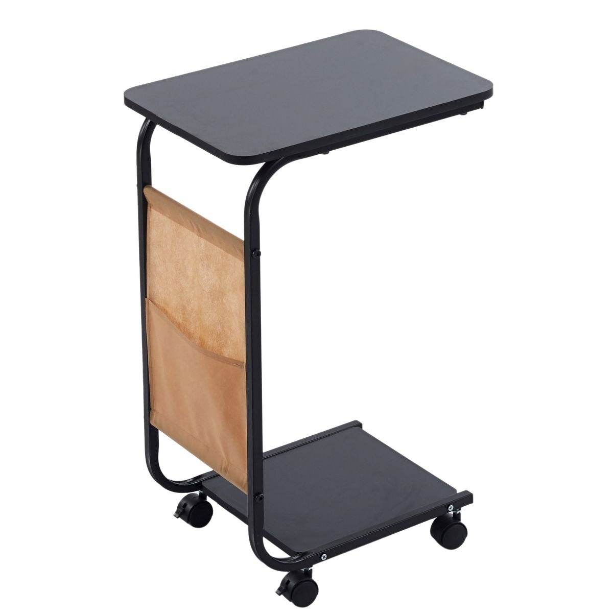 Side Table with Storage Bag and Wheels (C-Shape) - DMC Wholesale