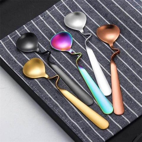 Curved Coffee Spoon Set (6 pcs)(14cm)(Rose Gold) - Alt View