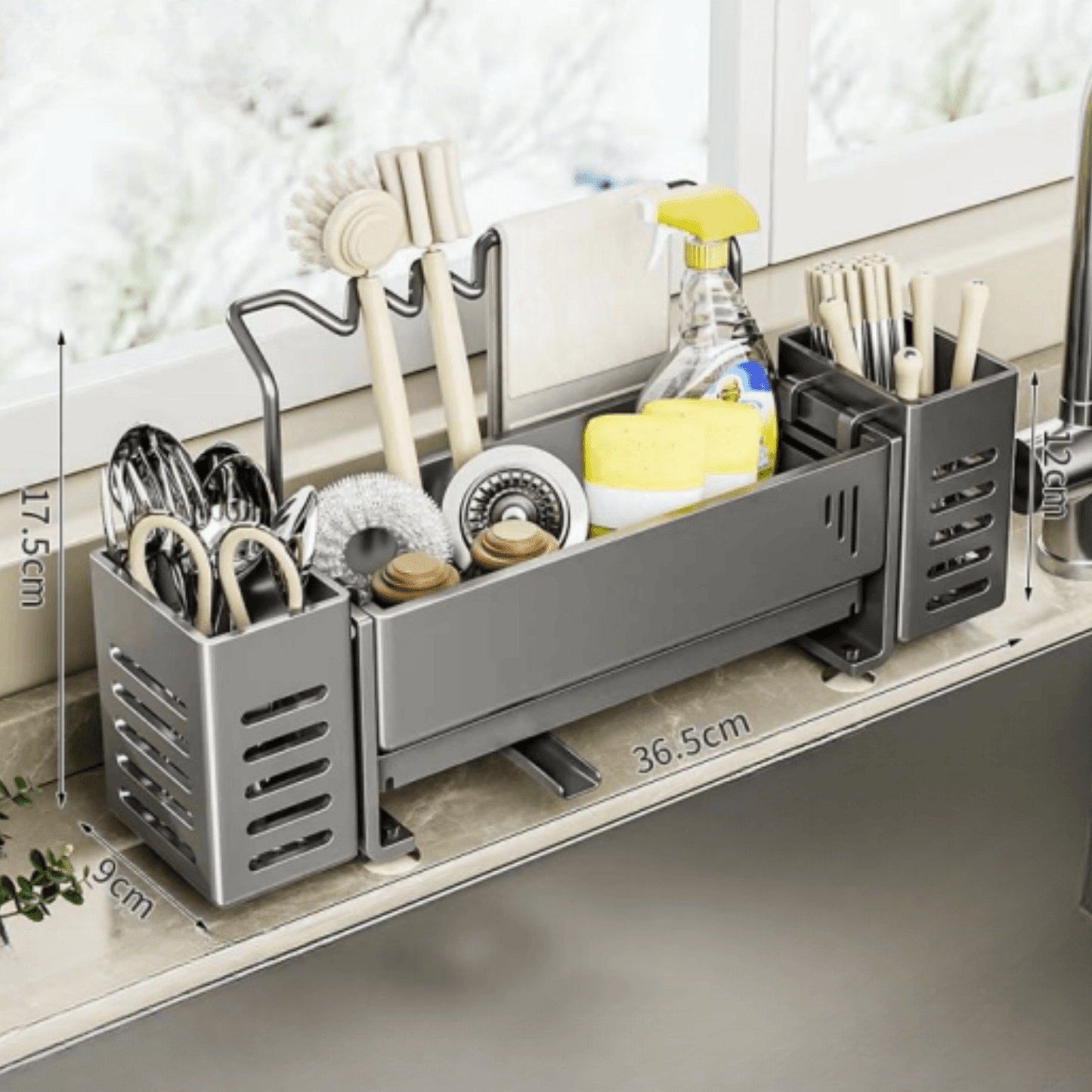Stylish Multi-Compartment Sink Organiser - DMC Wholesale