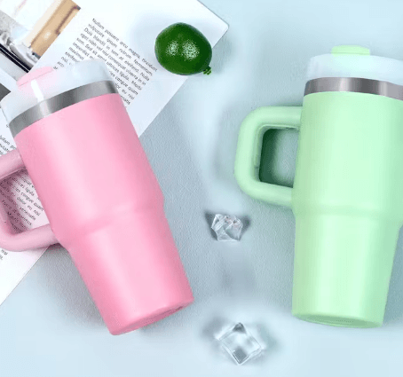 Mini Stainless Steel Flask with Handle and Straw (600ml) - Alt View