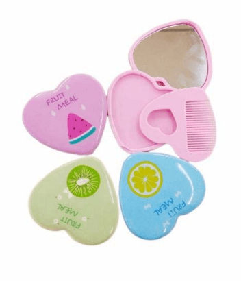 Kids Heart Pocket Mirror With Comb (each) - DMC Wholesale