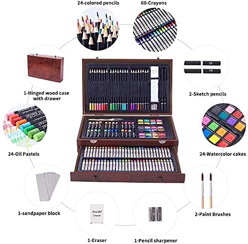 Deluxe Art Set In Wooden Case With Drawer And Handle