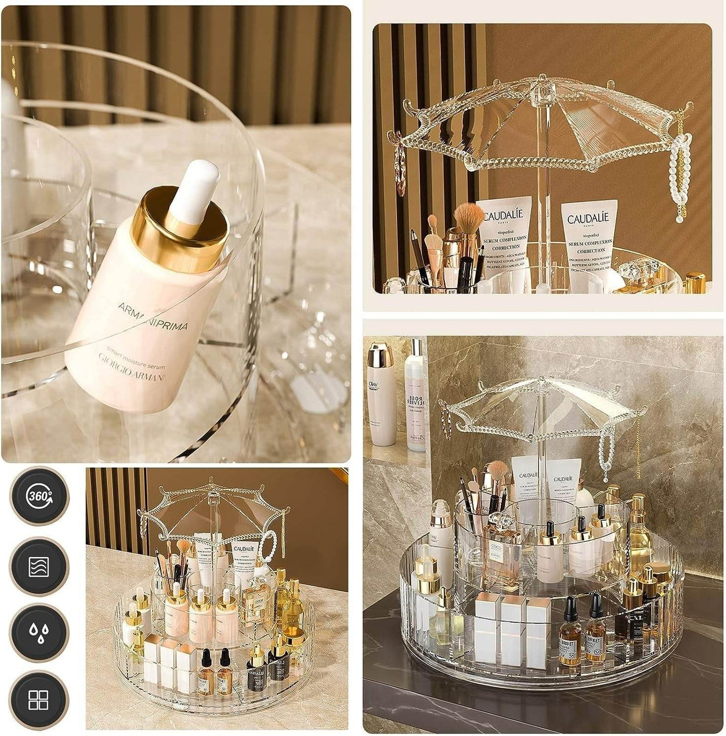 Rotating Make-Up Organiser With Umbrella Hook - DMC Wholesale