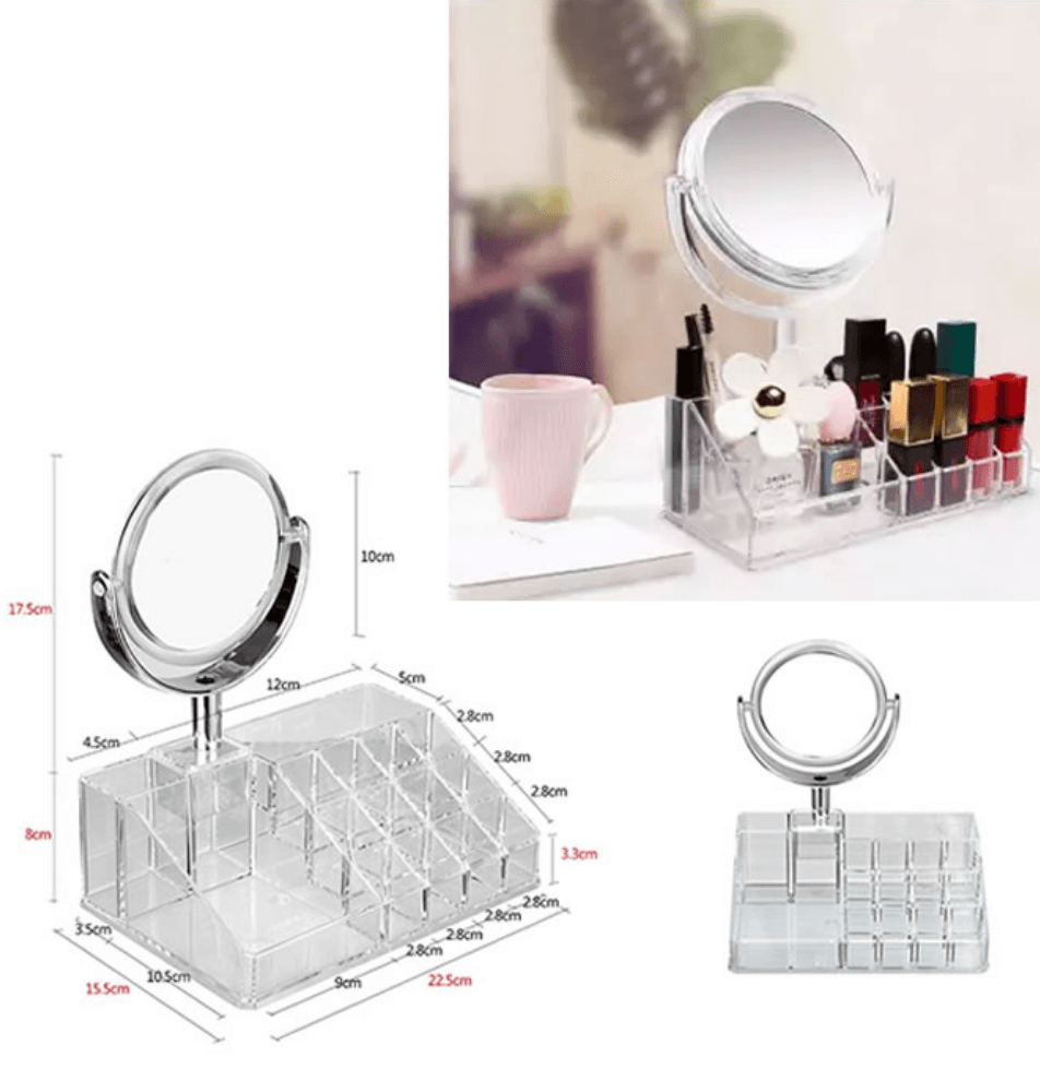 Make Up Organiser with Mirror (16 Grid) - DMC Wholesale