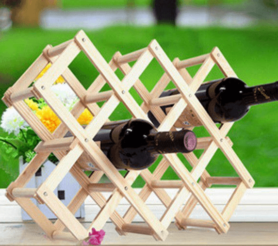 Foldable Wood Diamond-Shaped Wine Rack (10 Bottles) - DMC Wholesale