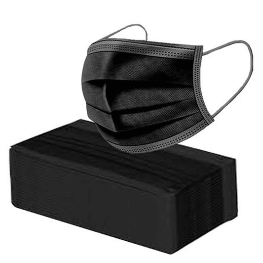 Disposable Black Face Masks (3-Ply)(50 pcs) - DMC Wholesale