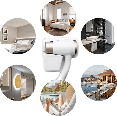 Wall Mounted Hair Dryer and Plug - Alt View