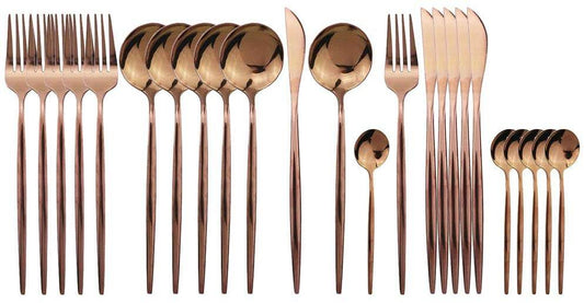 Polished Cutlery Set (24 pcs)(Rose Gold) - DMC Wholesale