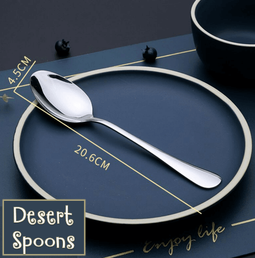 Stainless Steel Dessert Spoon Set (6 pcs) - DMC Wholesale