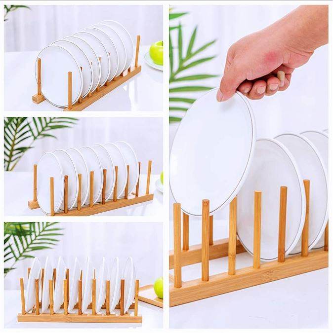 Wooden Plate Rack (8 Slots) - DMC Wholesale