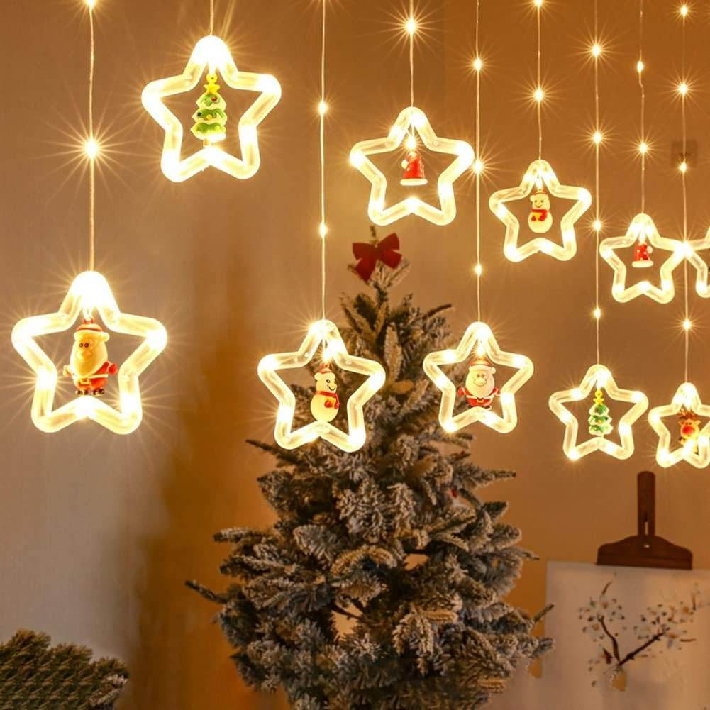 Star Window Curtain Lights With Pendants - DMC Wholesale