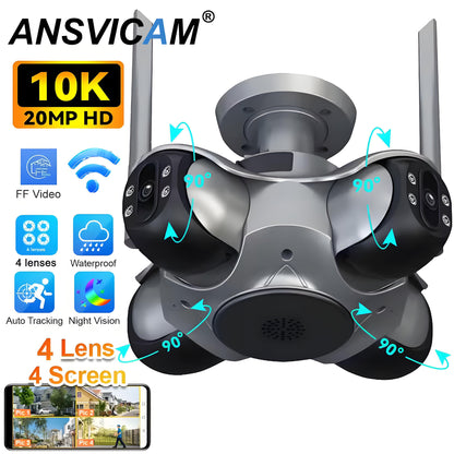 4 Lens WiFi Surveillance Security Tracking Cam
