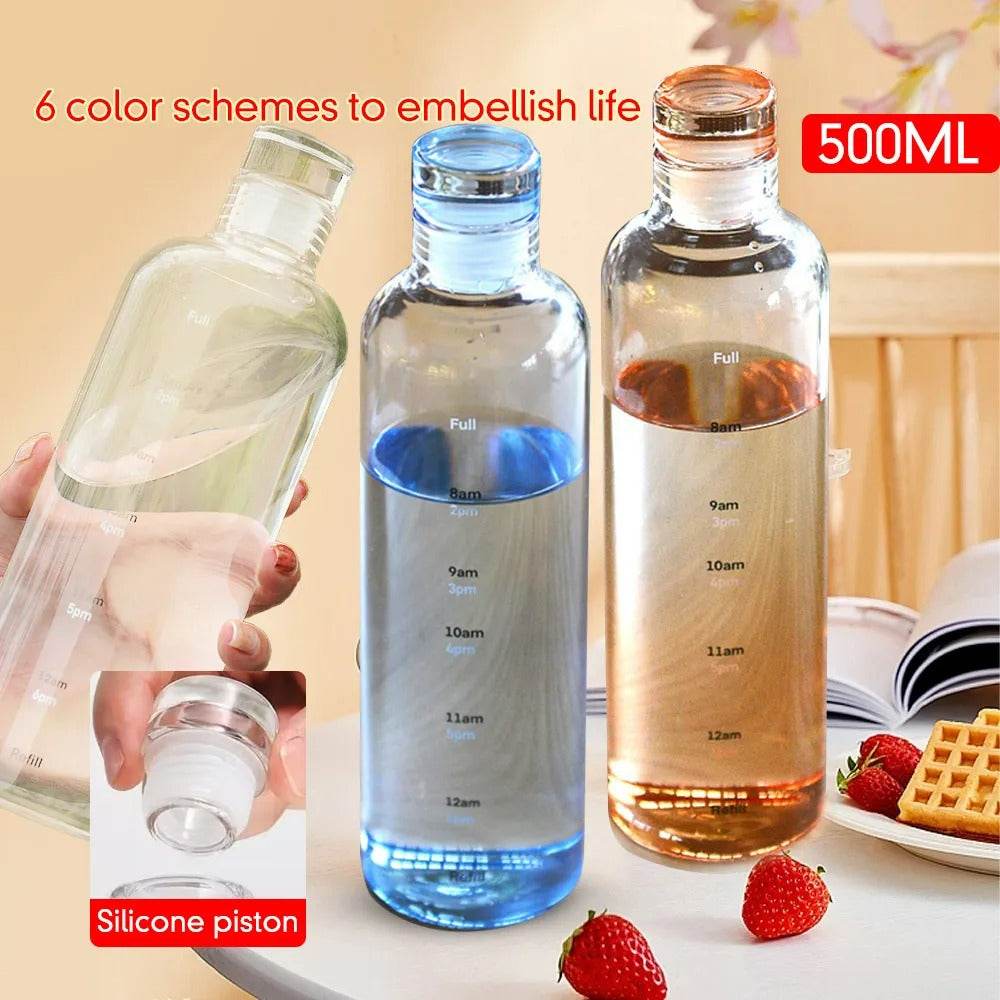 Transparent Motivational Water Bottle (500ml) - DMC Wholesale