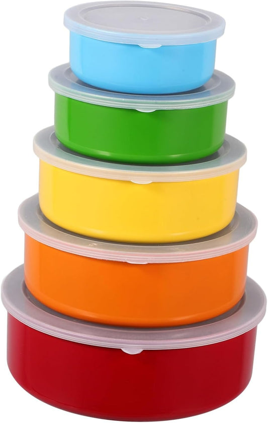 Enamel-Plated Stainless Steel Food Container Set (5 pcs)