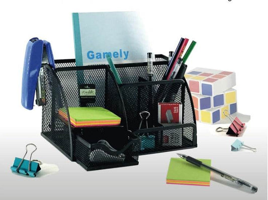 Mesh Metal Desk Storage Organiser (5 Compartment) - DMC Wholesale
