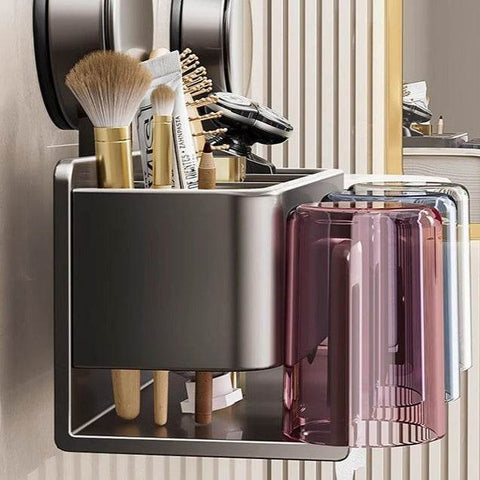 Tissue Box Wall-Mounted Bathroom Organiser (3 Compartment) - Alt View