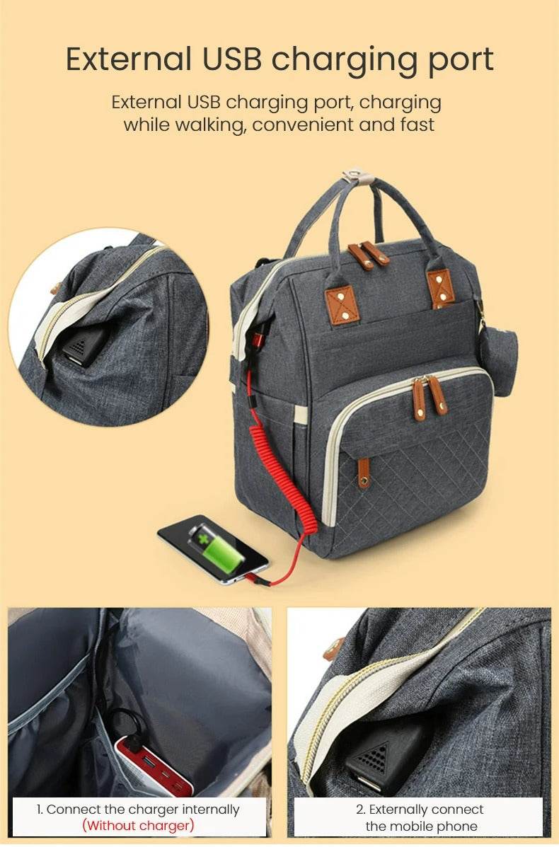 Multifunctional Bassinet Nappy Bag (Grey) - DMC Wholesale