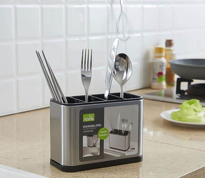 Stainless Steel Cutlery Storage Holder (4 Compartment) - DMC Wholesale