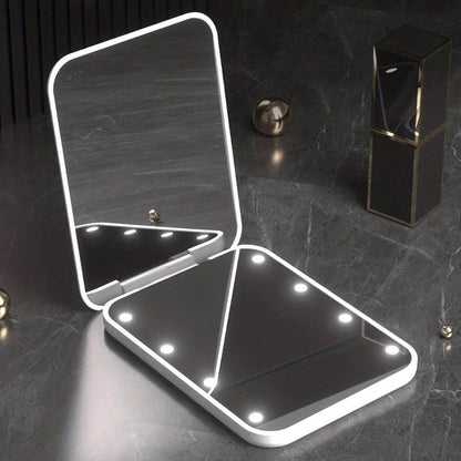 Portable Handheld Foldable Led Light Makeup Mirror - DMC Wholesale