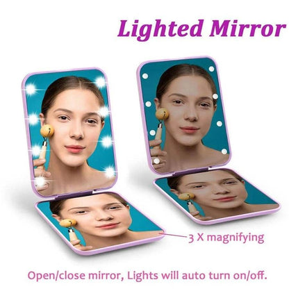 Portable Handheld Foldable Led Light Makeup Mirror - DMC Wholesale