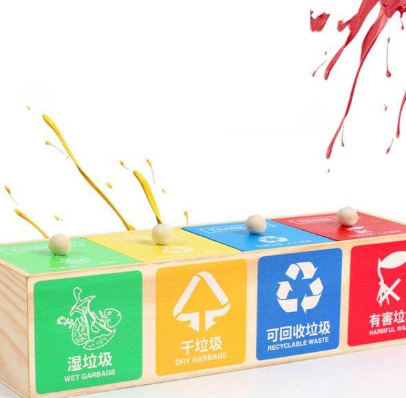Wooden Garbage Bin Sorting Toy - DMC Wholesale
