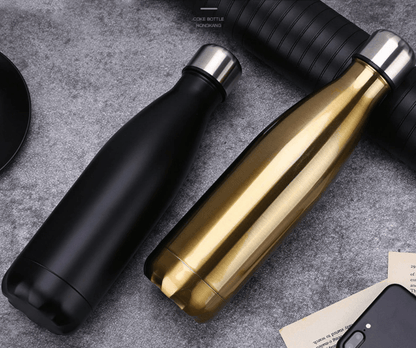 Double Wall Vacuum Insulated Stainless Steel Bottle (1L)(Black) - DMC Wholesale