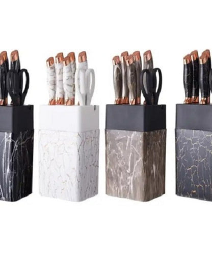 Marble Inspired Kitchen Knife Set (7 pcs)