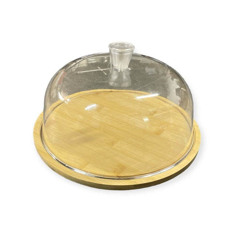 Wooden Cake Stand With Plastic Dome Lid (28cm) - Alt View