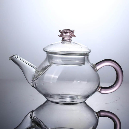 Glass Teapot With Pink Handle (250ml)(Each) - DMC Wholesale