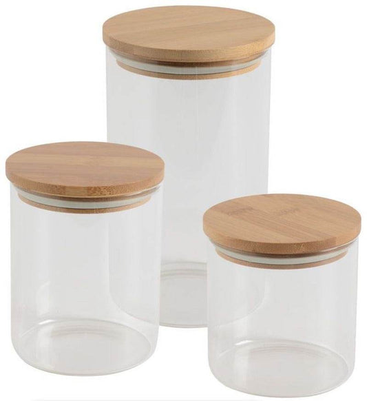Round Glass Cylinder With Bamboo Lid (10x8cm)(Each) - DMC Wholesale