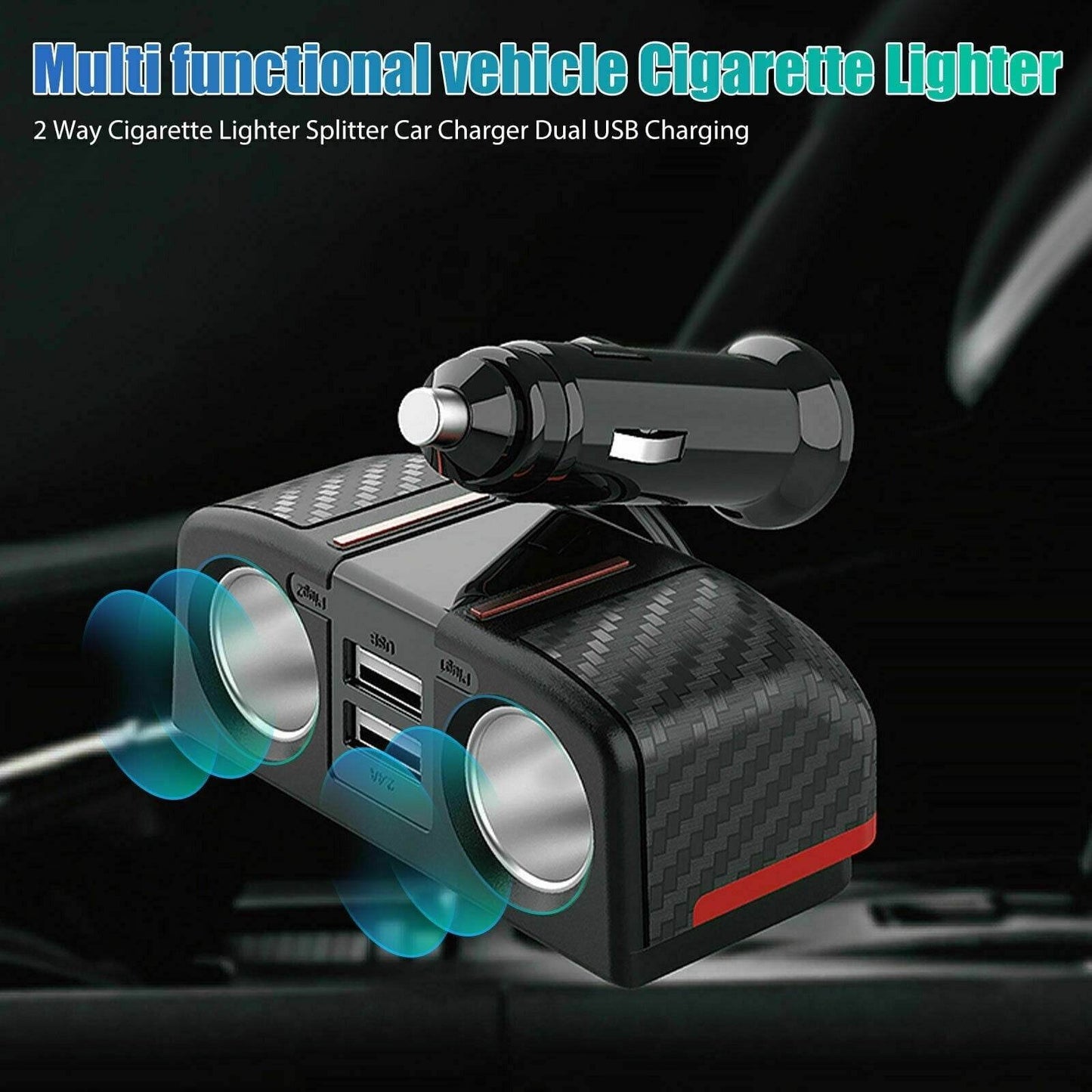 Dual USB Charger Splitter 12V Outlet Power Adapter - DMC Wholesale