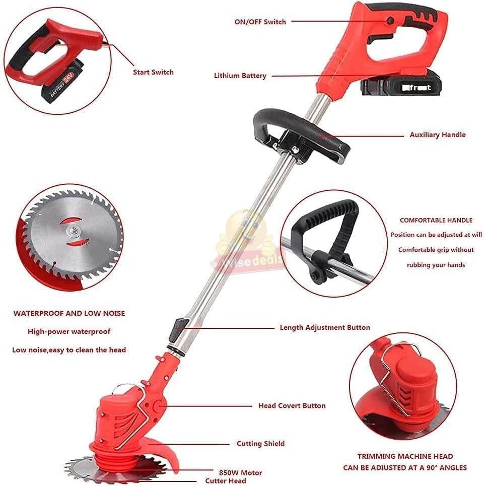 Rechargeable Lawn Mower and Grass Cutter with Accessories (24V) - DMC Wholesale