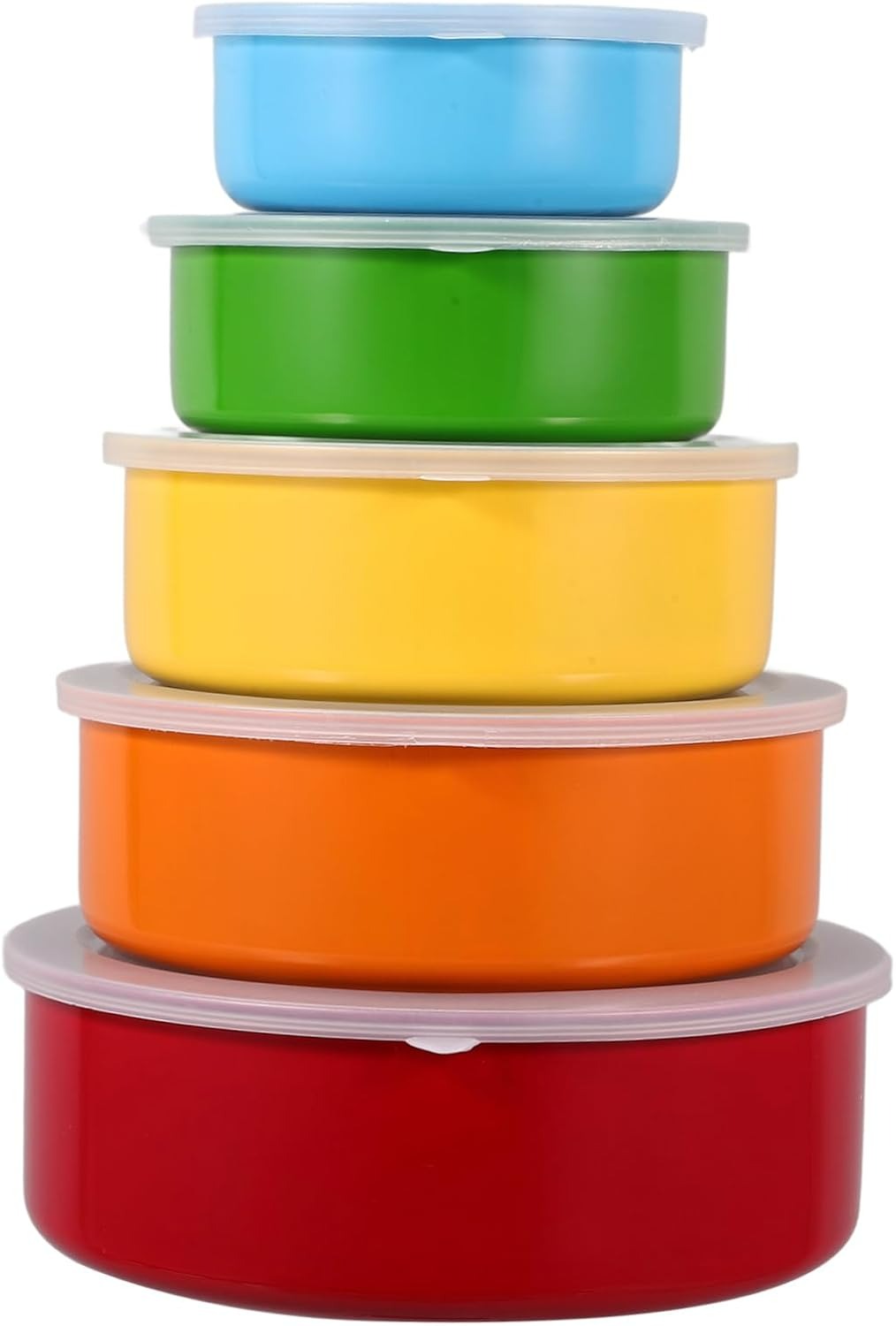 Enamel-Plated Stainless Steel Food Container Set (5 pcs)