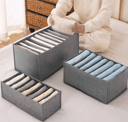 Partitioned Collapsible Cloth Storage Organiser Set (3 pcs) - DMC Wholesale