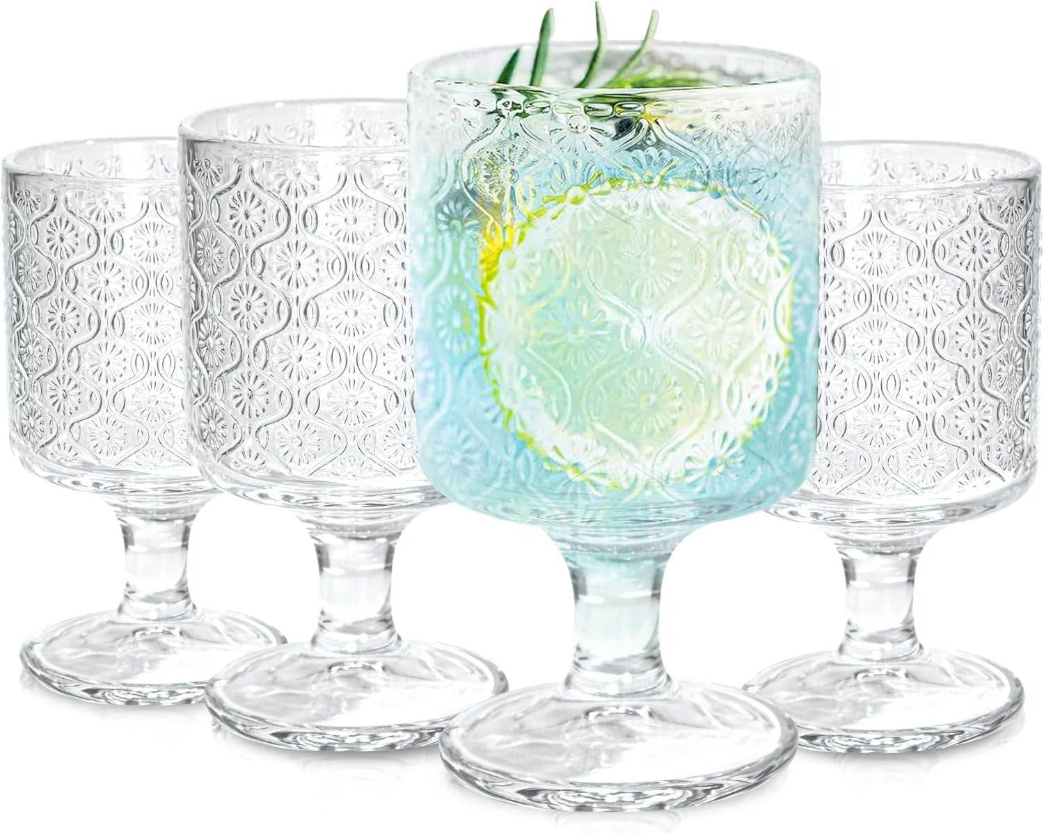 Romantic Vintage Goblet Glass Set (220ml)(6 pcs) - DMC Wholesale