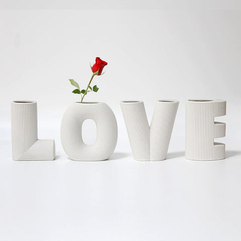 Ceramic Modern Minimalist Design Decorative Love Letter Vases Set (4 pcs)(15.5cm) - Alt View
