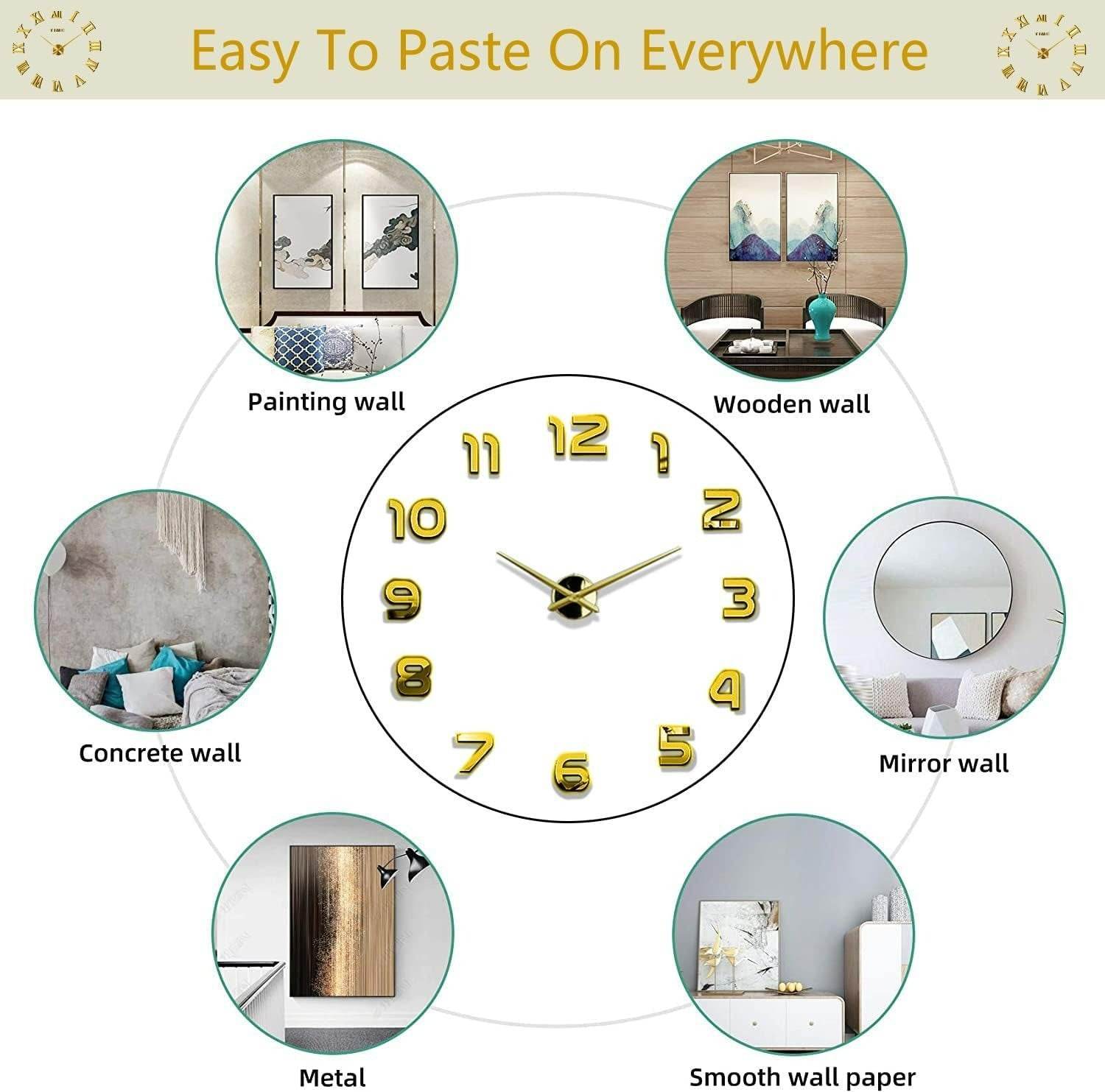 DIY Modern 3D Wall Clock (Gold)(60-70cm) - DMC Wholesale