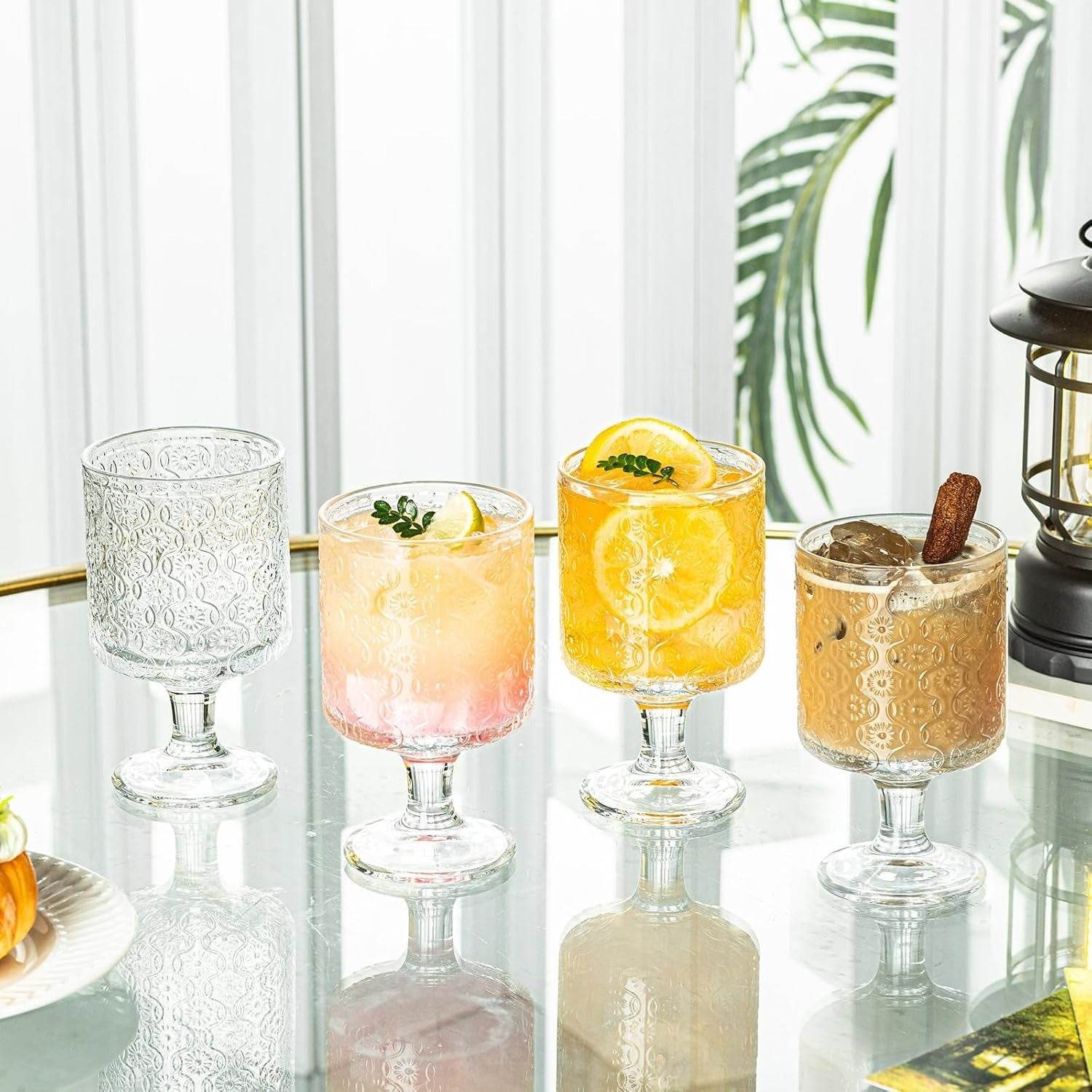 Romantic Vintage Goblet Glass Set (220ml)(6 pcs) - DMC Wholesale