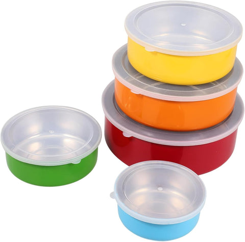 Enamel-Plated Stainless Steel Food Container Set (5 pcs) - Alt View