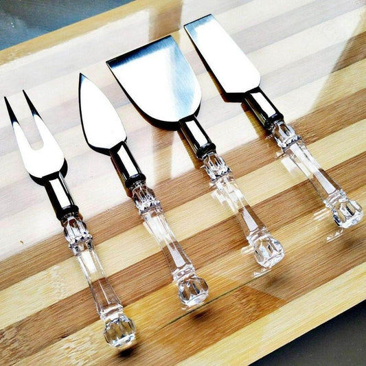 Clear Handle Cheese Knife Set (4 pcs) - DMC Wholesale
