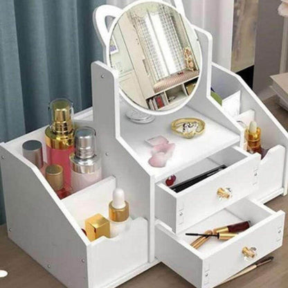 Mini Dressing Table Make-Up Cosmetic Organiser With Side Storage - DMC Wholesale