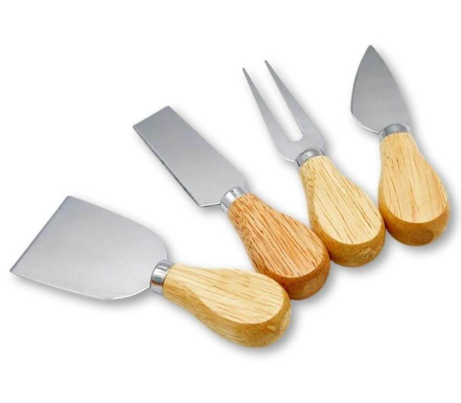 Wooden Handle Cheese Knife Set (Set A)(4 pcs) - DMC Wholesale