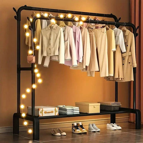 Double Rail Clothes Storage Rack (Without Wheels) - Alt View