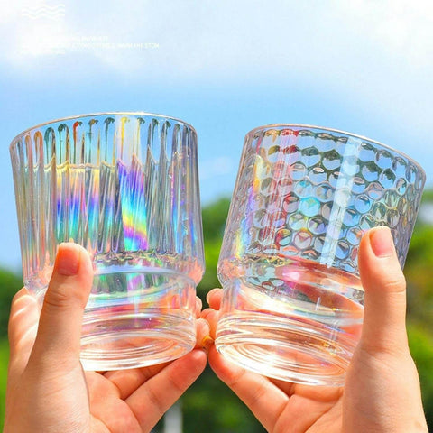 Rainbow Tumbler Glass With Lid And Straw (400ml)(Each) - Alt View