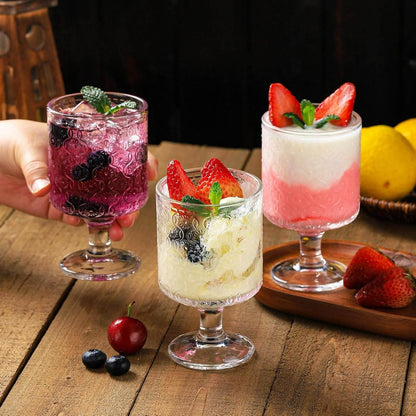 Romantic Vintage Goblet Glass Set (220ml)(6 pcs) - DMC Wholesale