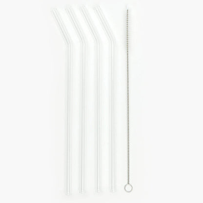 Clear Reusable Glass Straws (4 pcs) - DMC Wholesale